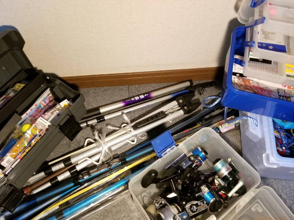 手持ちの海釣り道具の写真